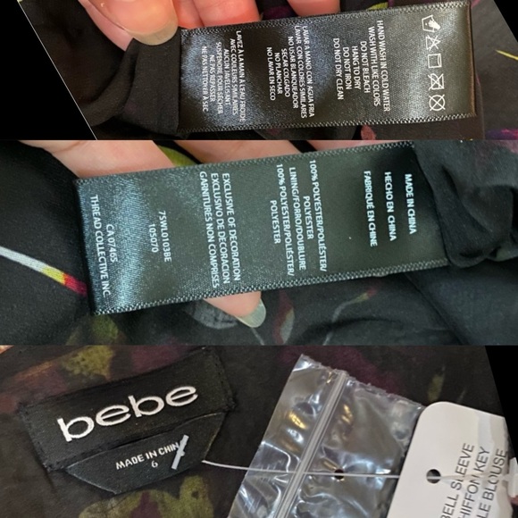 NWT bebe Bell Sleeve Chiffon Floral Top - Picture 14 of 16